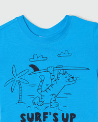 OVS BOYS SS T-SHIRT WITH PRINT SWIM CAP BLUE / 24-30 M