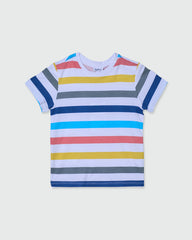 OVS BOYS SS T-SHIRT WITH PRINT RIGHE STRIPES MULTICOLOUR STRIPED / 24-30 M