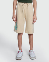 Brown Rice Cotton Shorts For Boys By OVS Brown / 11 Y