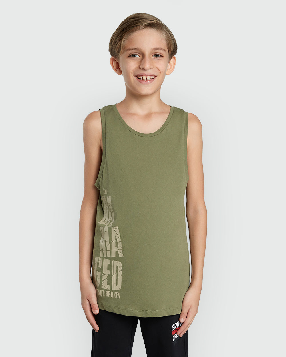 OVS Sleeveless Tank For Boys – Olivine Green Green / 11 Y