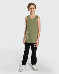 OVS Sleeveless Tank For Boys – Olivine Green Green / 11 Y