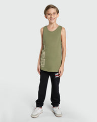 OVS Sleeveless Tank For Boys – Olivine Green Green / 11 Y