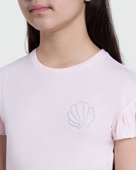 OVS Solid Dogwood Pink Tee For Girls Pink / 9-10 Y