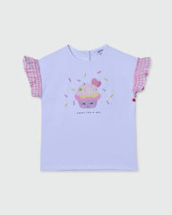 OVS GIRLS T-SHIRT VICHY WHITE / 24-30 M
