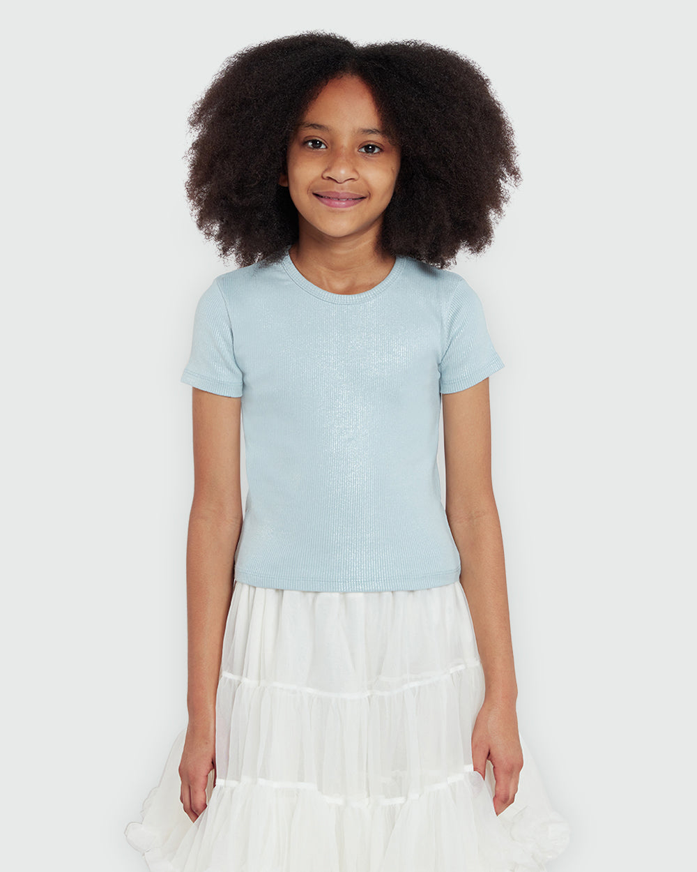 Cerulean Ribbed Tee – Girls’ Collection By OVS Azure / 10-11 Y