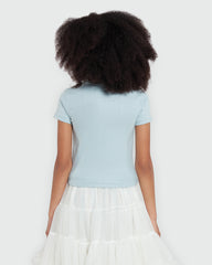 Cerulean Ribbed Tee – Girls’ Collection By OVS Azure / 10-11 Y