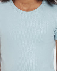 Cerulean Ribbed Tee – Girls’ Collection By OVS Azure / 10-11 Y