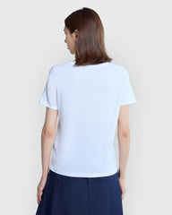 OVS V-Neck Tee In Optical White – Relaxed Fit White / M