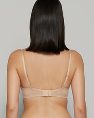 LA SENZA ALL OVER LACE RUGBY TAN DOUBLE PUSHUP BRA NUDE / 34C