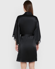 Sainted Sisters Silk Pajama Set Black / S-M