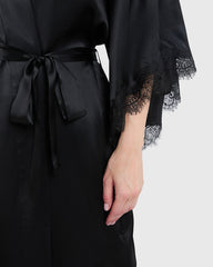 Sainted Sisters Silk Pajama Set Black / S-M