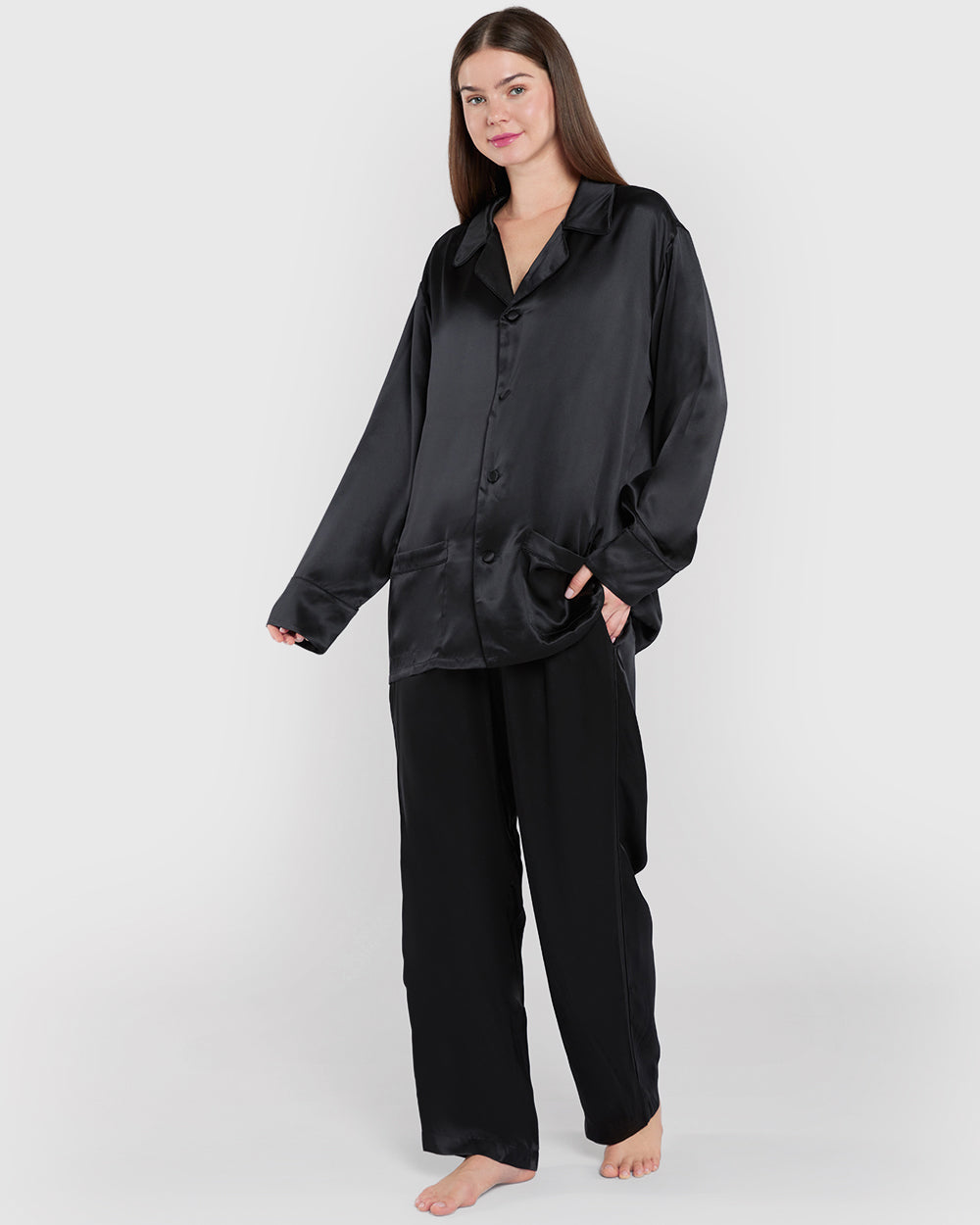 Sainted Sisters Silk Pajama Set Black / M Sainted Sisters Silk Pajama Set Black / M