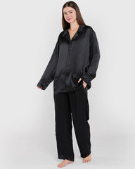 Sainted Sisters Silk Pajama Set Black / M