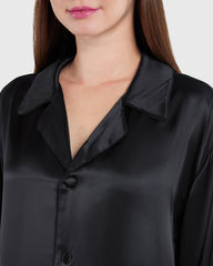 Sainted Sisters Silk Pajama Set Black / M