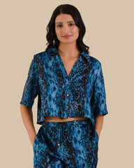 KATIE CROP BOXY PJ SHIRT EXOTIC SAFARI-LSI / S