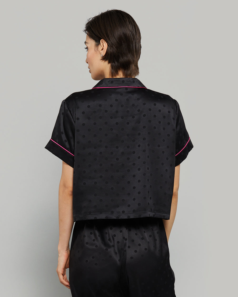 CROPPED PJ SHIRT Black / S