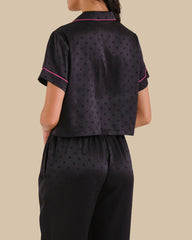 CROPPED PJ SHIRT BLACK BEAUTY/FUCHSIA-LSI / S