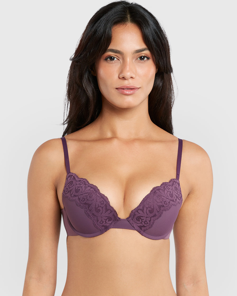 Isla & Evie Trendy Pushup Plunge Bra Purple / 34B