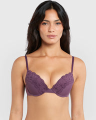 Isla & Evie Trendy Pushup Plunge Bra Purple / 34B