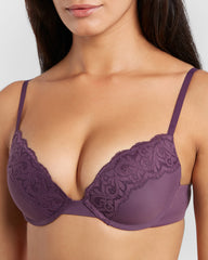 Isla & Evie Trendy Pushup Plunge Bra Purple / 34B