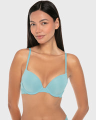 La Senza Isla And Evie Casual Comfort Rib Push Up Padded Plunge Bra Reef Waters Reef Waters / 34B