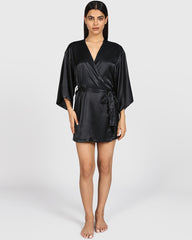 La Senza Sexy Sleep Satin Robe SMOULDER BLACK / S/M