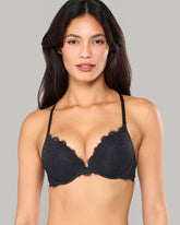 La Senza Sexy Double Pushup Plunge Lace Bra BLACK / 34B