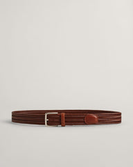 LEATHER ELASTIC BRAIDED BELT Brown / 80X32