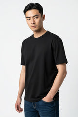 OVS Black Crew-Neck Pure Cotton T-Shirt, Regular Fit