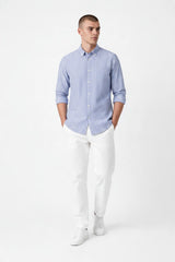 OVS Blue striped pure cotton Oxford shirt, regular fit