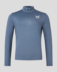 Men's AMC Long Sleeve Technical Quarter Zip Top – Clay Blue, High-Performance Tennis Top