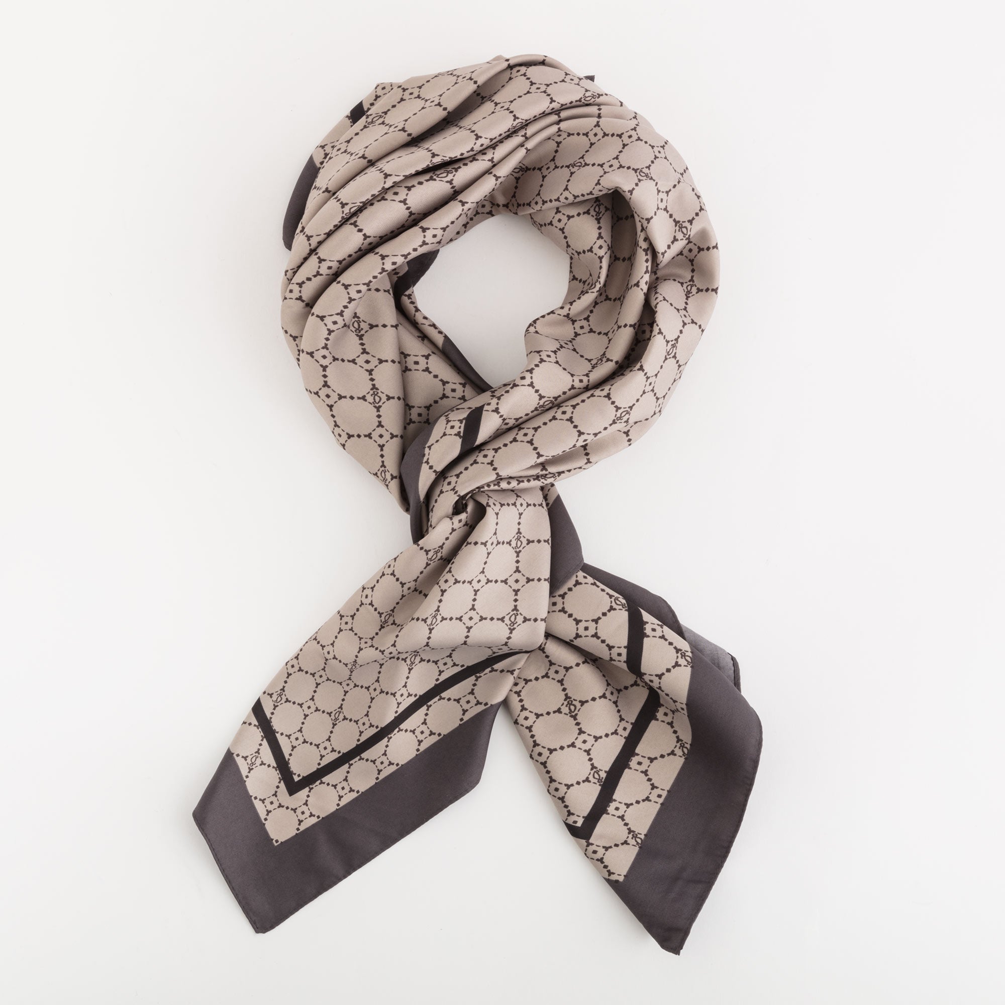 Scarves-Diana Foulard Single Size / Taupe/Black