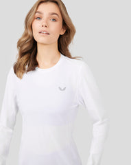 White Metatek Long Sleeve Training T-Shirt - Women’s Workout Essential, Gym Layer