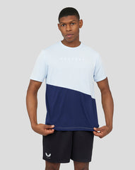 Men's Ice Blue Colourblock Asymmetric Tee - Stylish Sports Tee for Active Performance