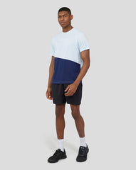 Men's Ice Blue Colourblock Asymmetric Tee - Stylish Sports Tee for Active Performance