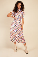 Little Mistress Check Satin Midaxi
