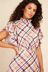 Little Mistress Check Satin Midaxi