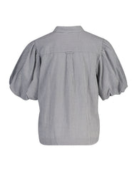 Seersucker Puff Sleeve Blouse