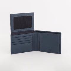 Leather Wallet Mark Navy Blue