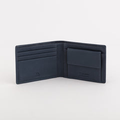 Leather Wallet Mark Navy Blue