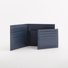 Leather Wallet Mark Navy Blue