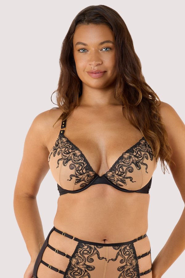 Playful Promises Octopus Embroidery Plunge Bra
