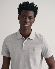 Tonal Shield Polo Shirt Grey Melange / S