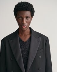 Double-Breasted Tuxedo Suit Blazer