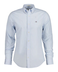 Slim Fit CLASSIC SHORT SLEEVE Striped Poplin Shirt LIGHT BLUE / XS