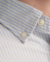 Slim Fit Banker Stripe CLASSIC SHORT SLEEVE Oxford Shirt LIGHT BLUE / S