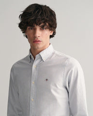 Slim Fit Banker Stripe CLASSIC SHORT SLEEVE Oxford Shirt LIGHT BLUE / S