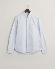 Slim Fit Banker Stripe CLASSIC SHORT SLEEVE Oxford Shirt LIGHT BLUE / S