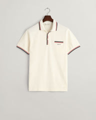2-Color Tipped Piqué Polo Shirt Eggshell / S