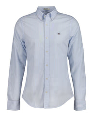 Slim Fit CLASSIC SHORT SLEEVE Striped Poplin Shirt LIGHT BLUE / XS